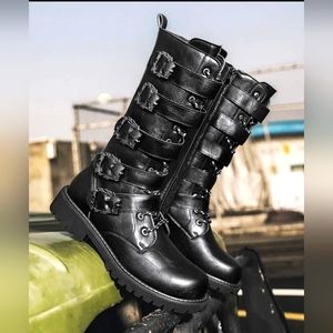 Unisex Punk Rock Gothic Skull Motorcycle Boots